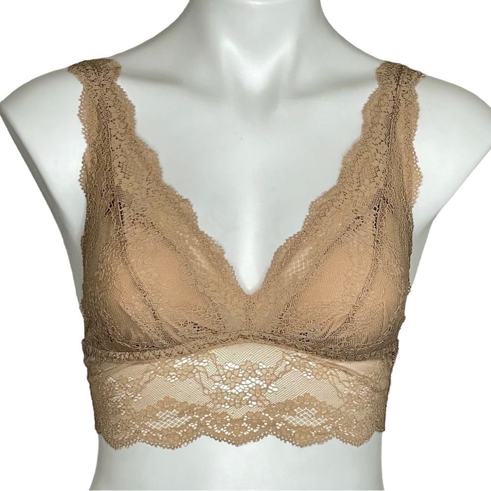 Cosabella Tan Everyday Lace Plunge Bralette Size Small New